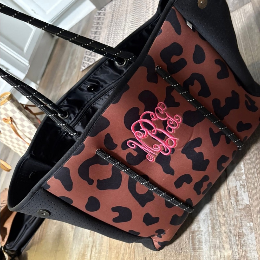 Leopard Print Tote Bag with Black Accents